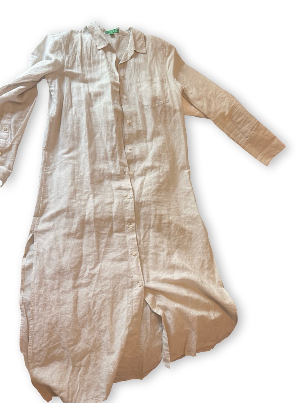 J. Crew Cream Button-Front Linen Shirt Dress